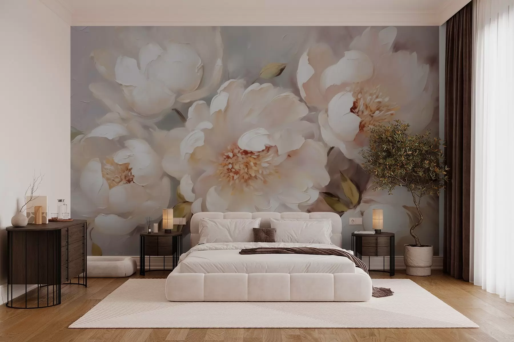 wall murals Peonies imitation of painting strokes w02947