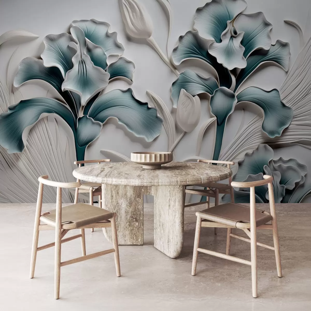 wall murals Volumetric irises sculpting w02970v2