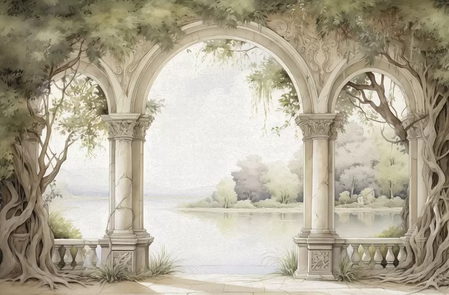 wall murals Drawing in oil style of arch w02976