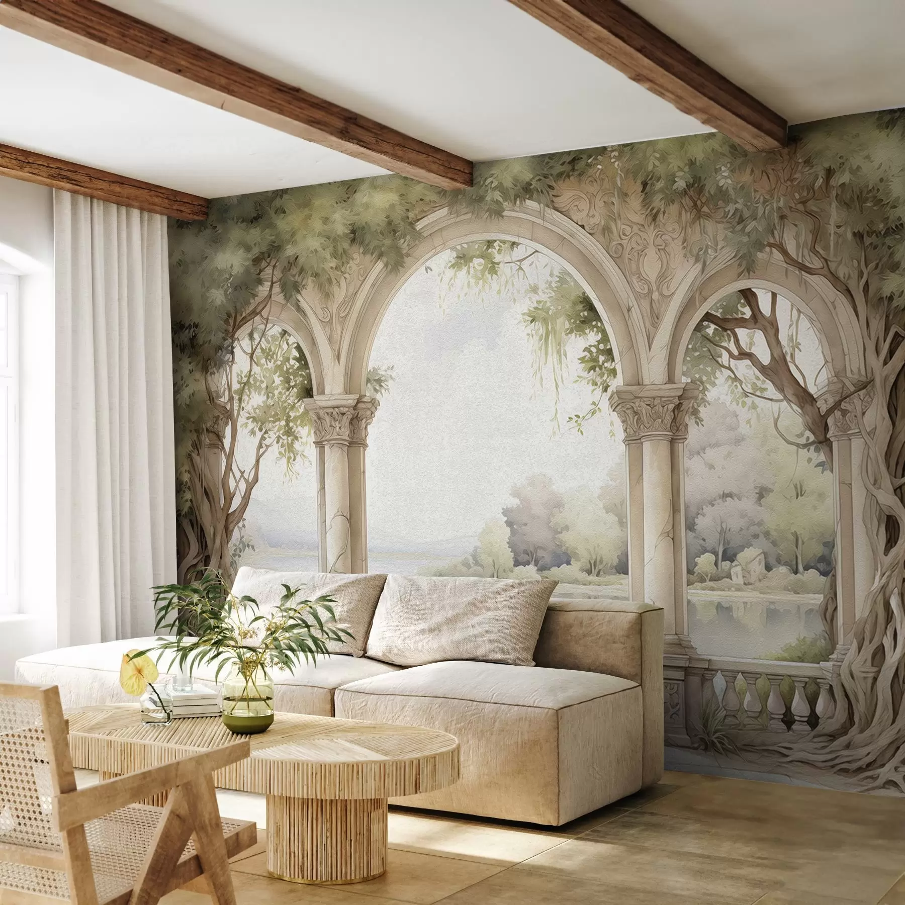 wall murals Drawing in oil style of arch w02976