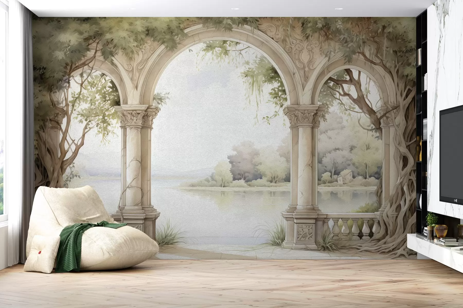 wall murals Drawing in oil style of arch w02976