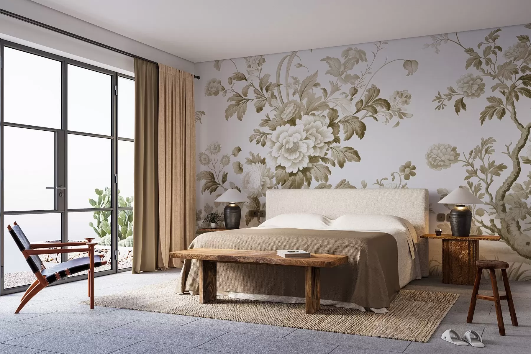 wall murals Painted garden in monochrome w02977v1