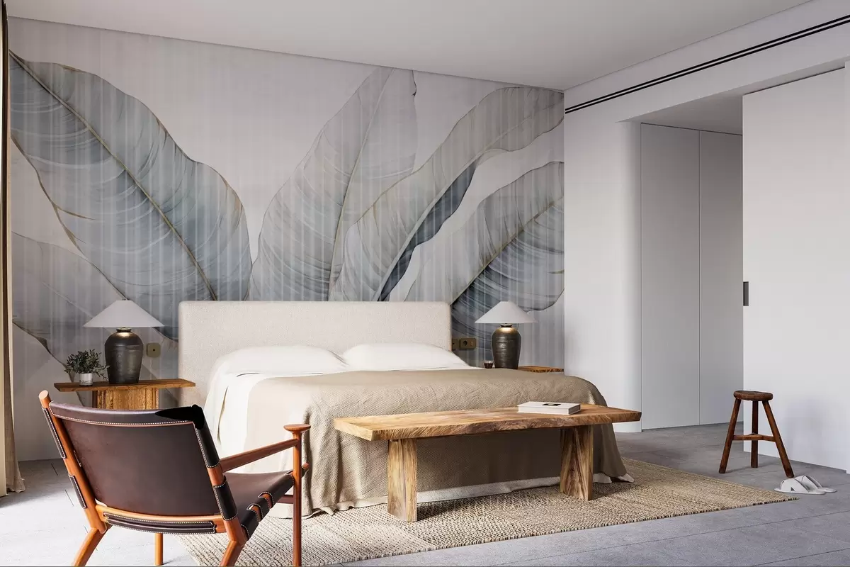 wall murals Large leaves on the wall w02982