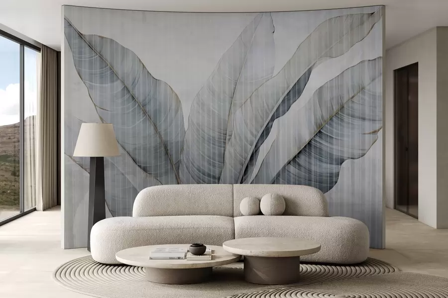 wall murals Large leaves on the wall w02982