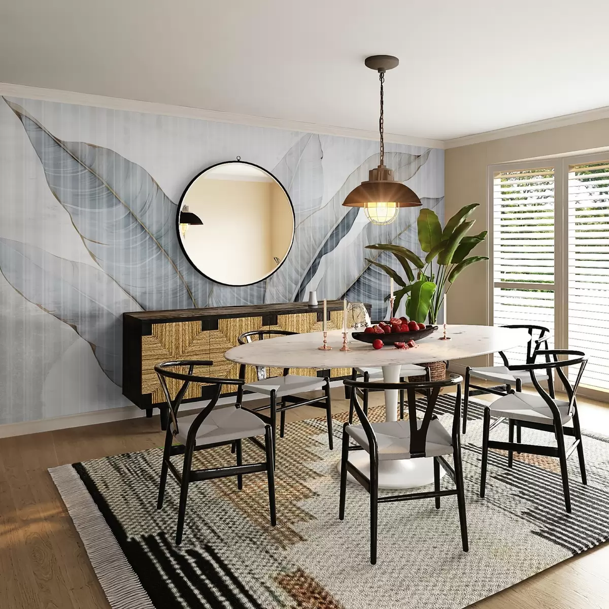 wall murals Large leaves on the wall w02982