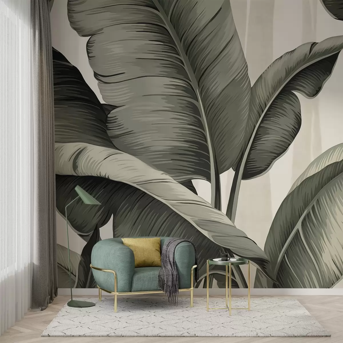wall murals Tropical leaves w02984