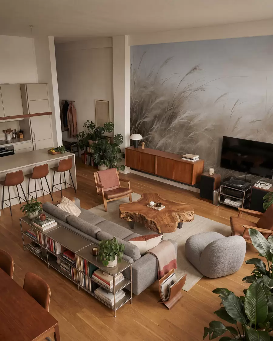wall murals Windswept Meadow in Taupe w02985v2