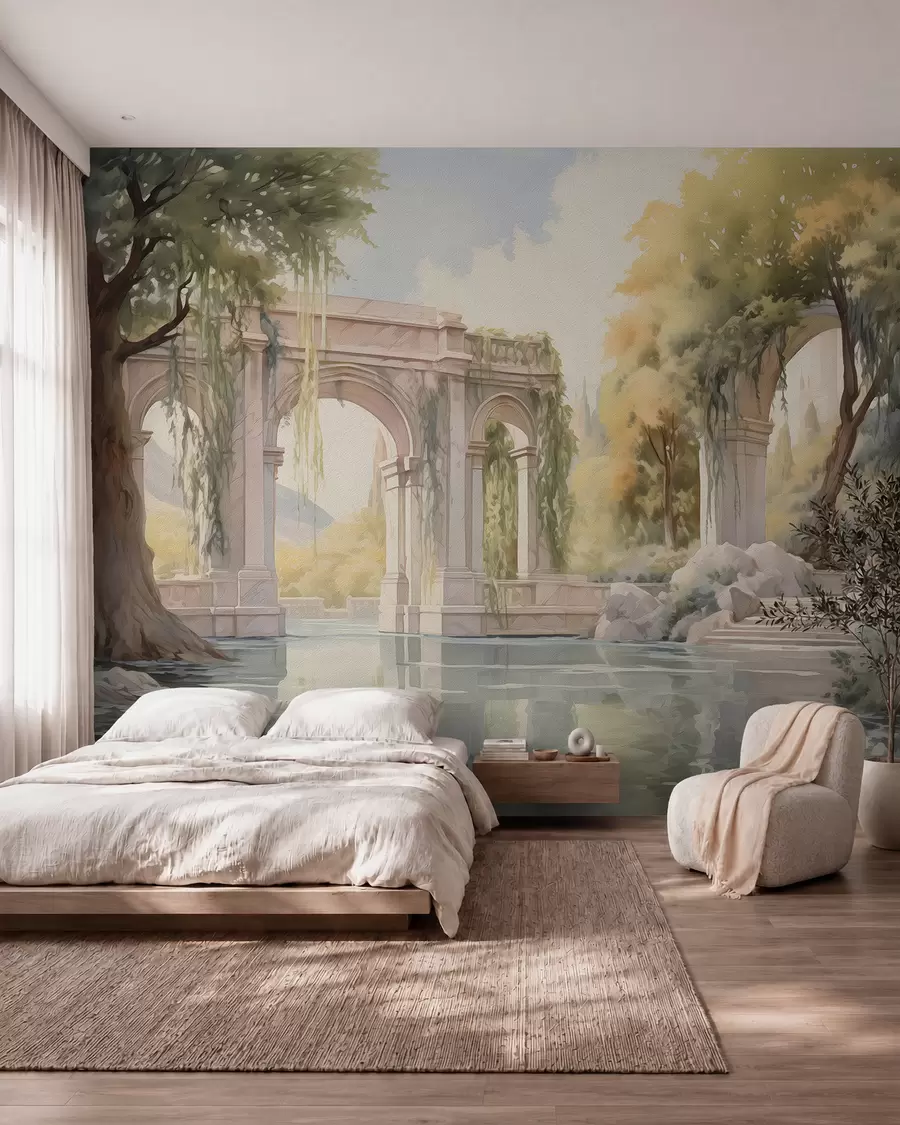 wall murals Painted landscape in oil style w02989