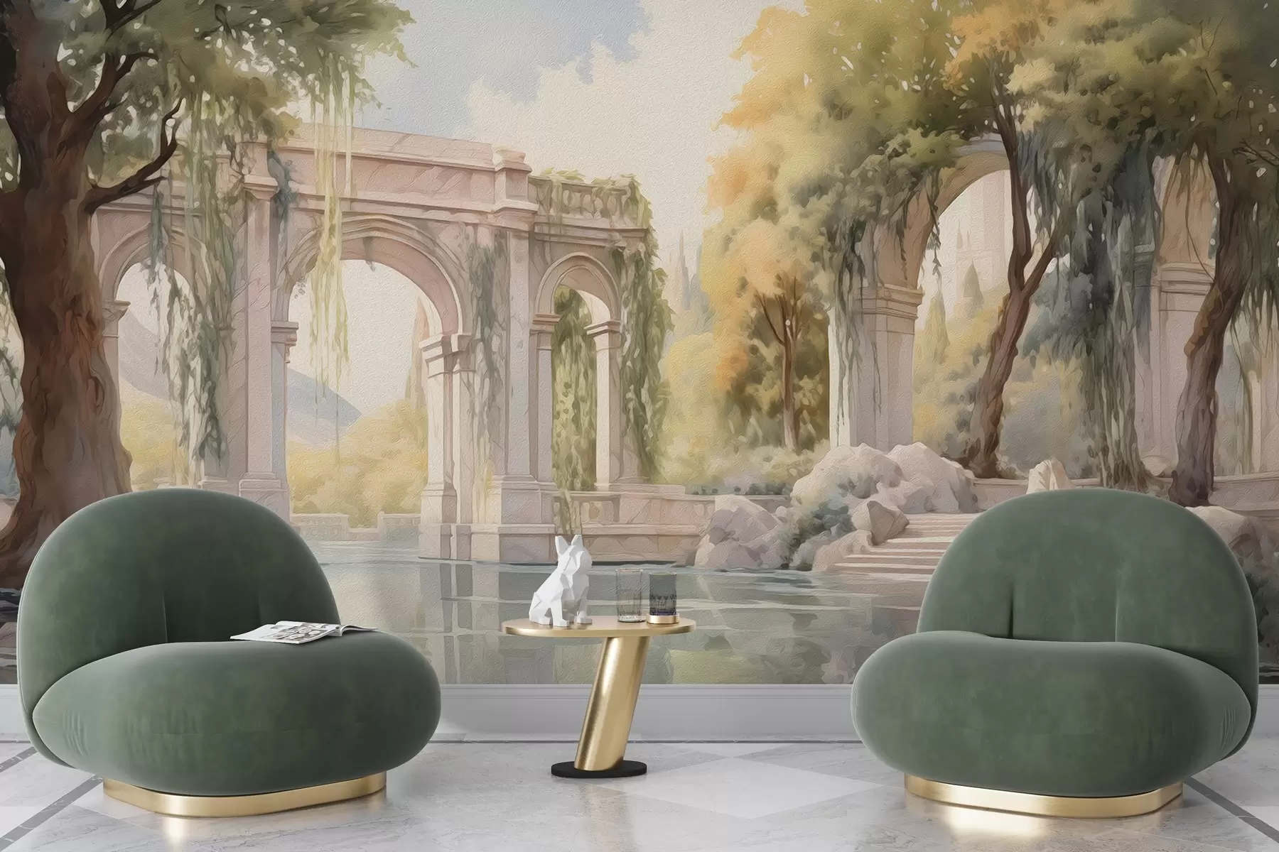 wall murals Painted landscape in oil style w02989