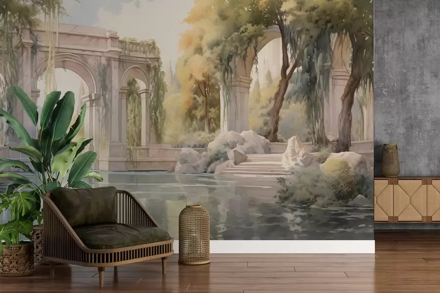 wall murals Painted landscape in oil style w02989