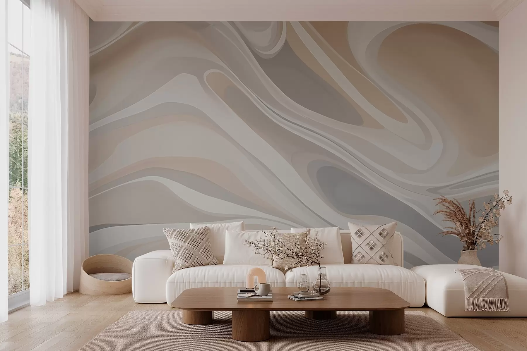 wall murals Abstract pattern with wavy lines w02902
