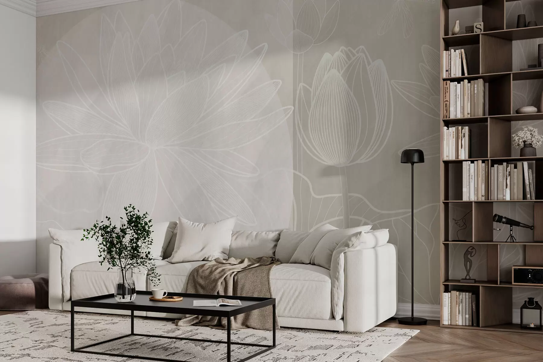 wall murals Lotus flowers and geometry w03005