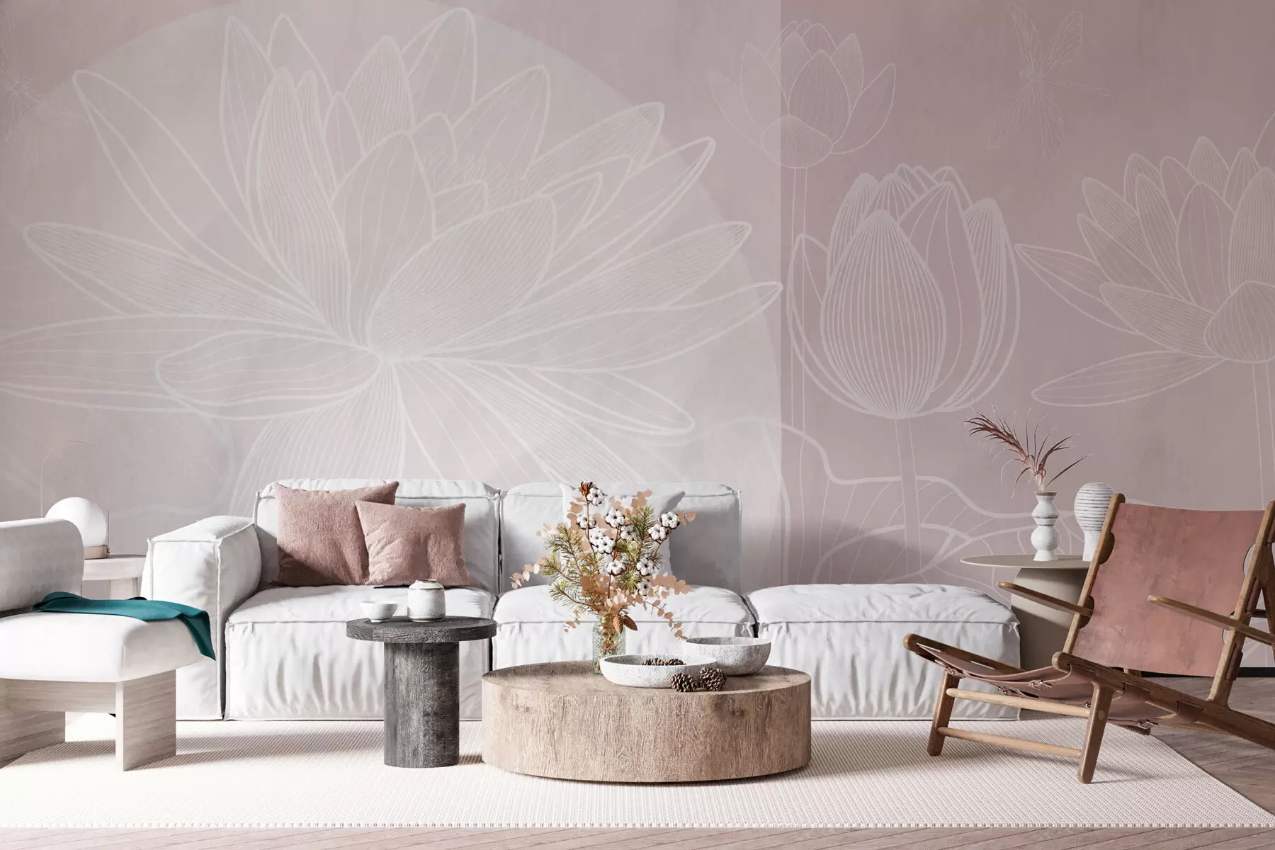 wall murals Lotus flowers and geometry w03005v2