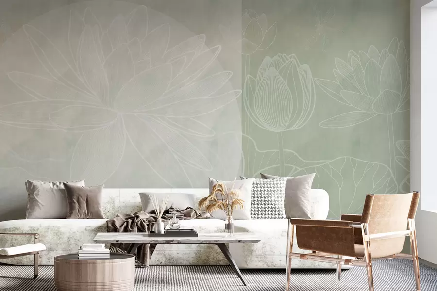 wall murals Elegant floral illustration in soft tones w03005v4