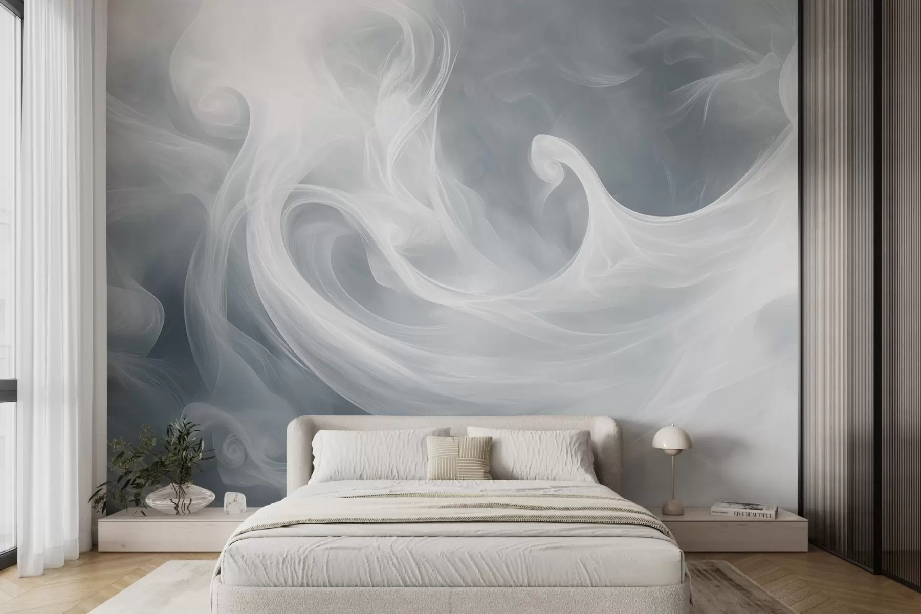 wall murals Smoke abstraction in shades of blue w08708