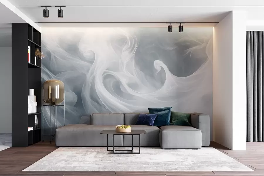 wall murals Smoke abstraction in shades of blue w08708