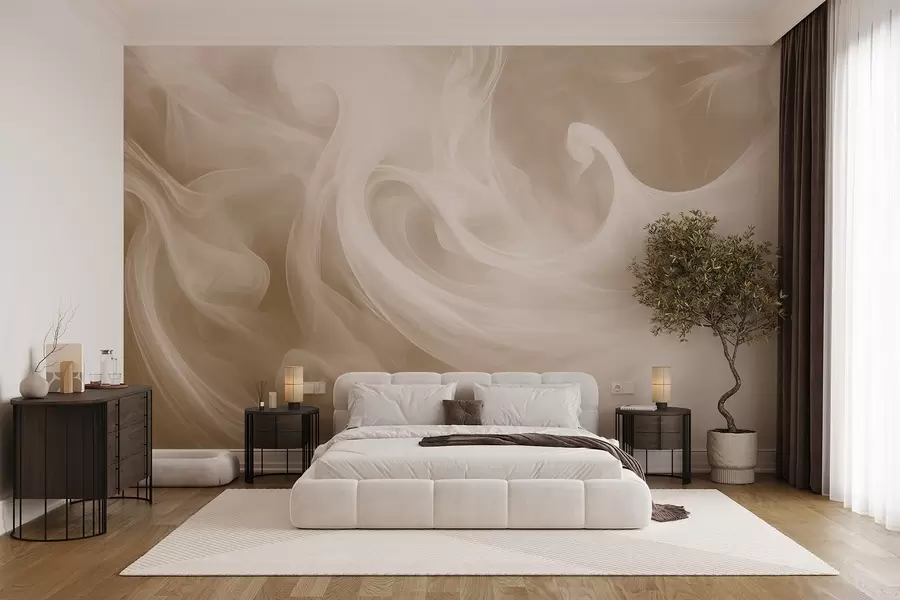 wall murals Smoke abstraction in shades of beige w08708v1