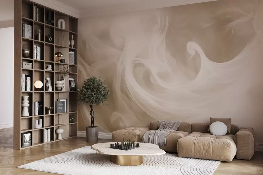 wall murals Smoke abstraction in shades of beige w08708v1