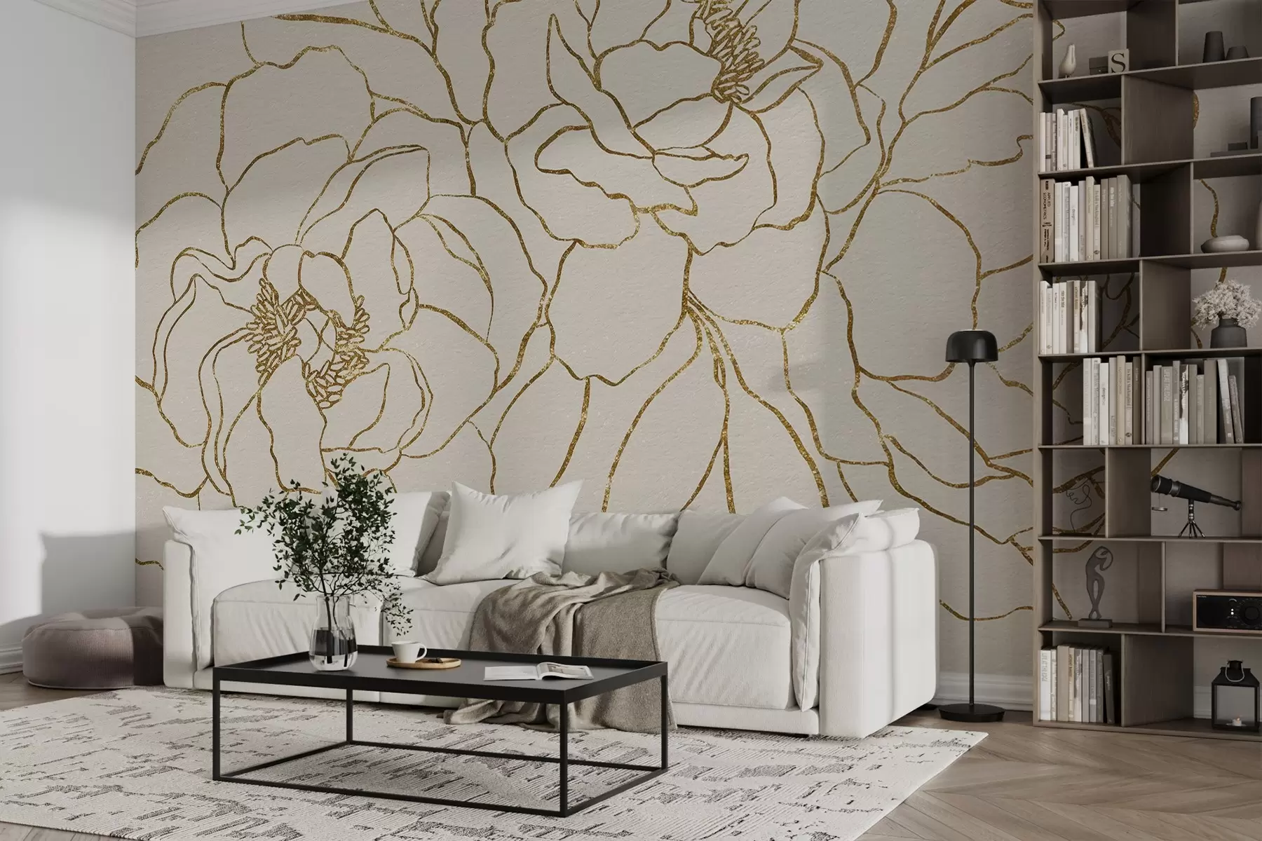 wall murals Three roses drawn by line w08713