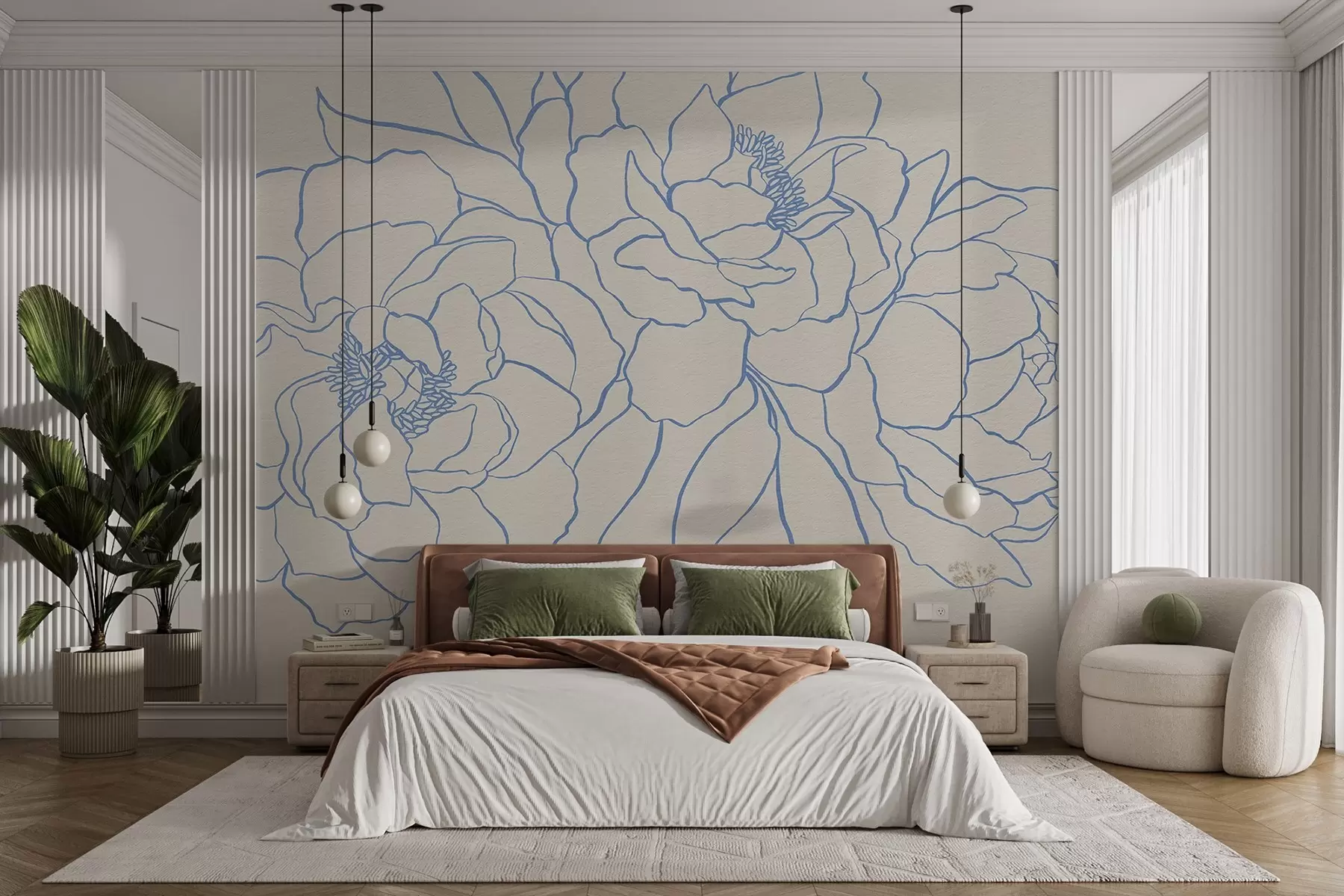 wall murals Minimalistic roses w08714v1