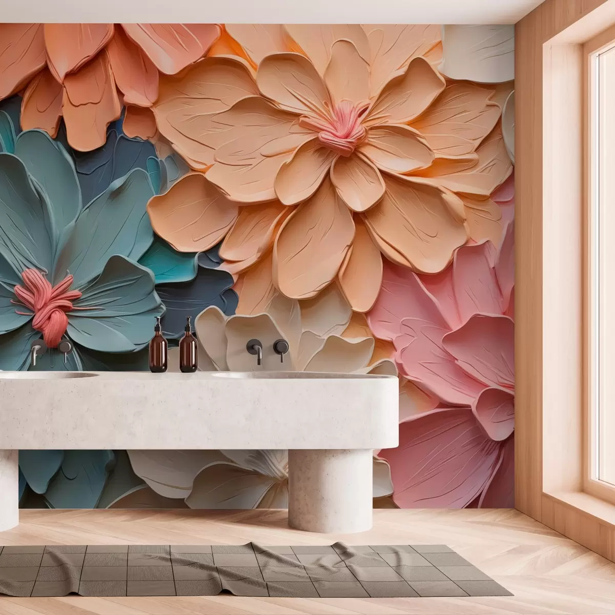 wall murals Abstract flowers imitation brush strokes w03027