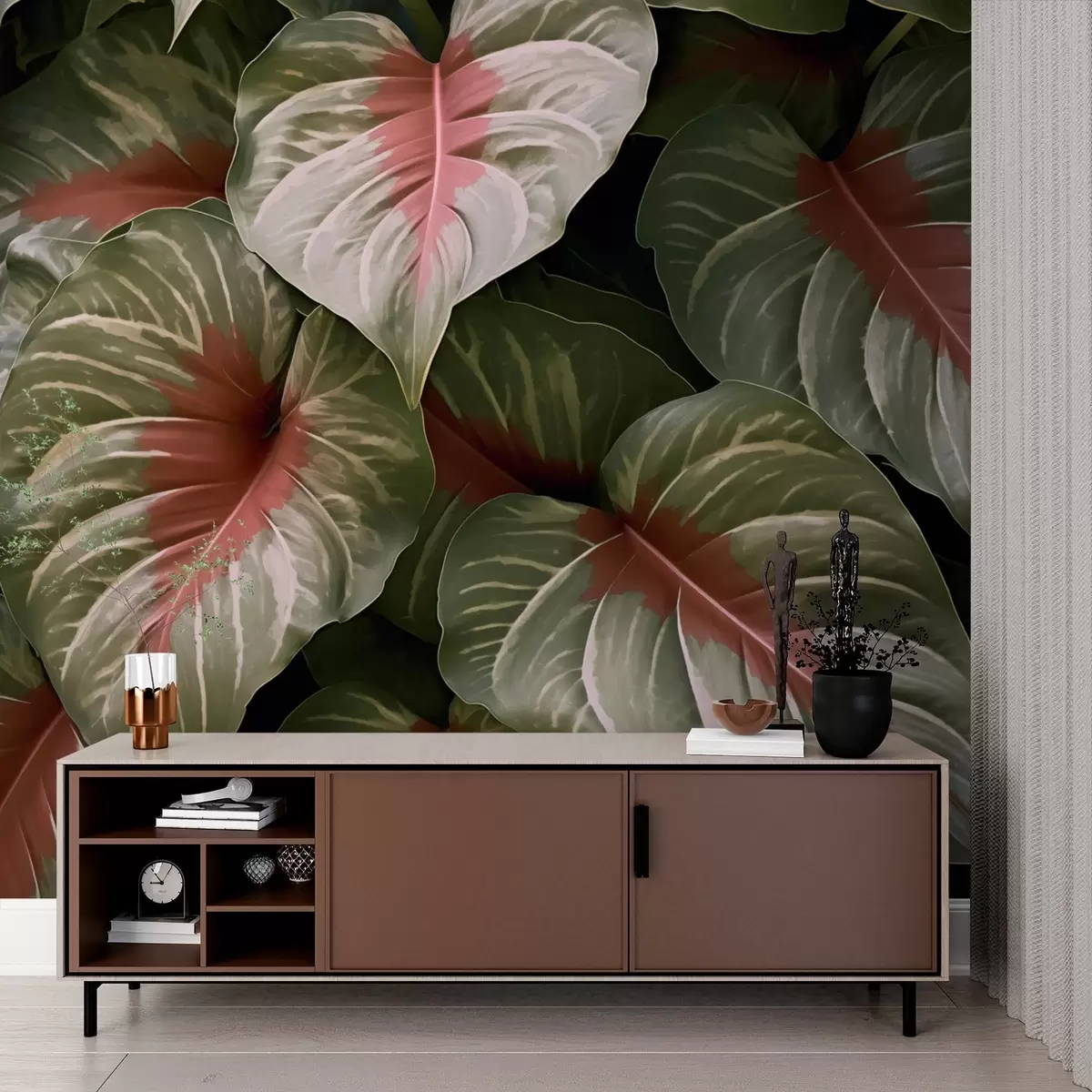 wall murals Large tropical leaves w03033
