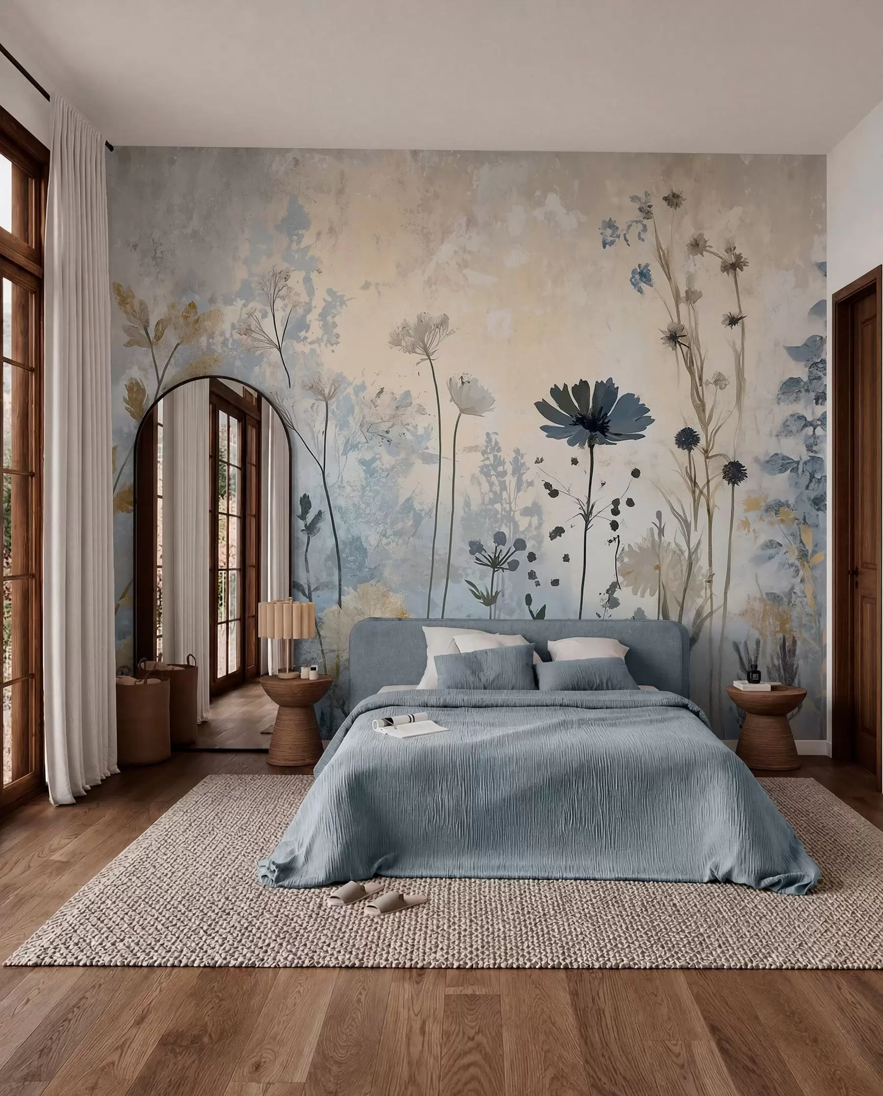 wall murals Blue Wildflower Study w03022