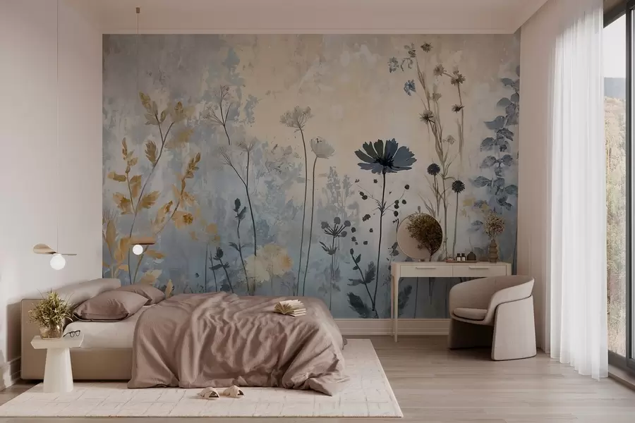 wall murals Wildflowers in an abstract manner w03022