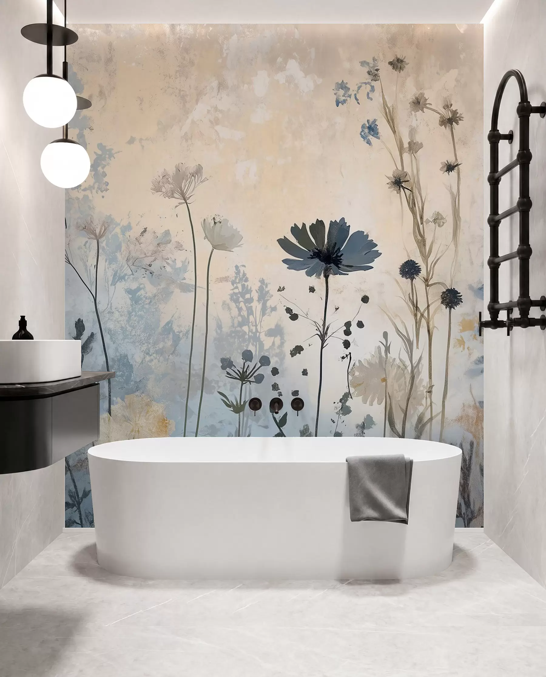 wall murals Wildflowers in an abstract manner w03022