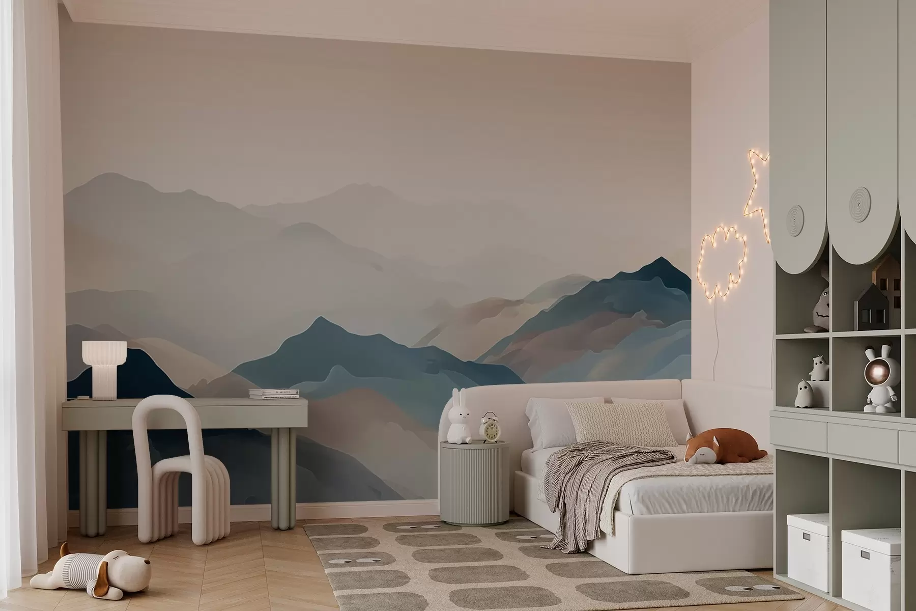 wall murals Foggy landscape with mountains w02997