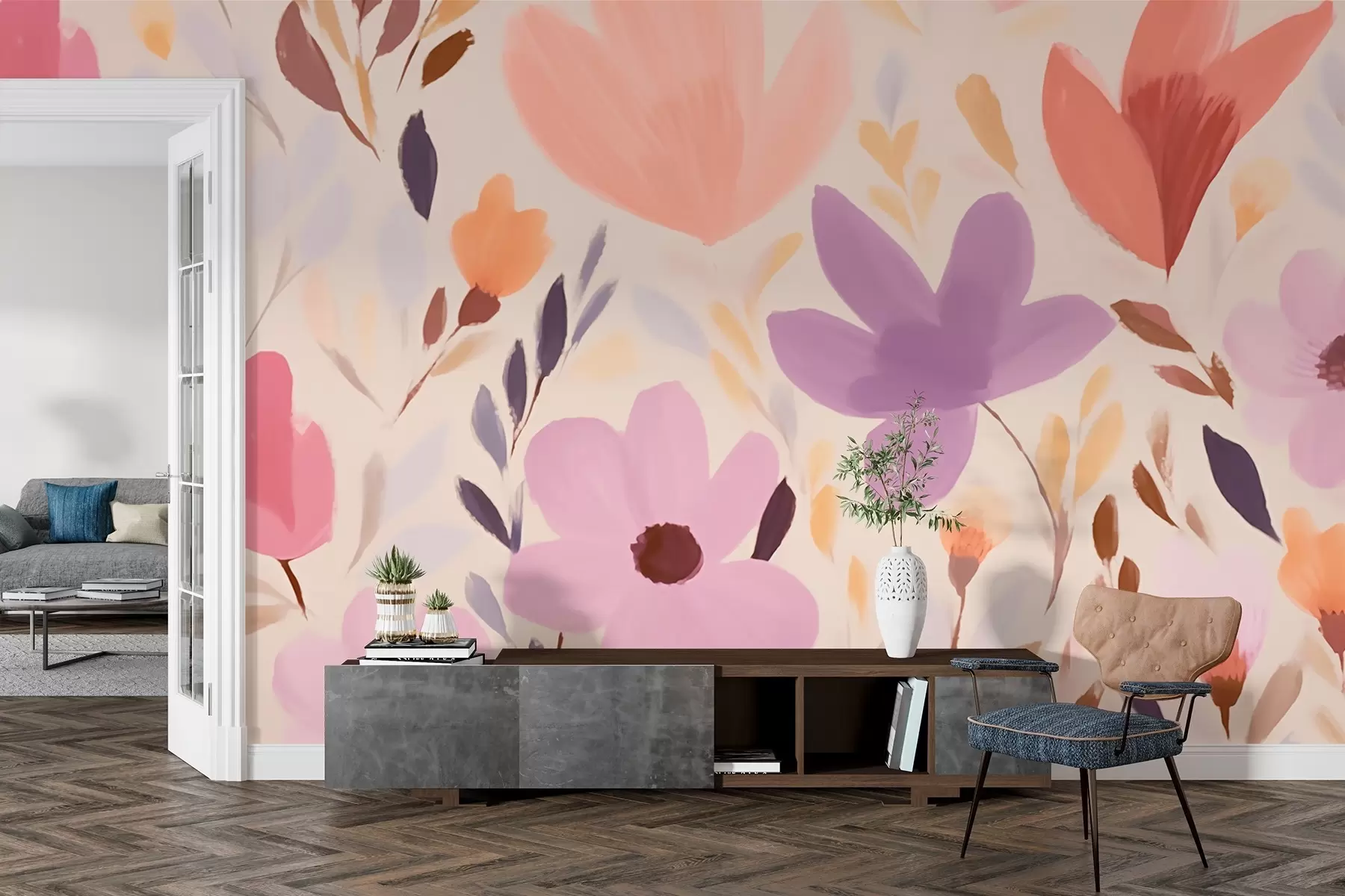 wall murals Delicate floral pattern w03000