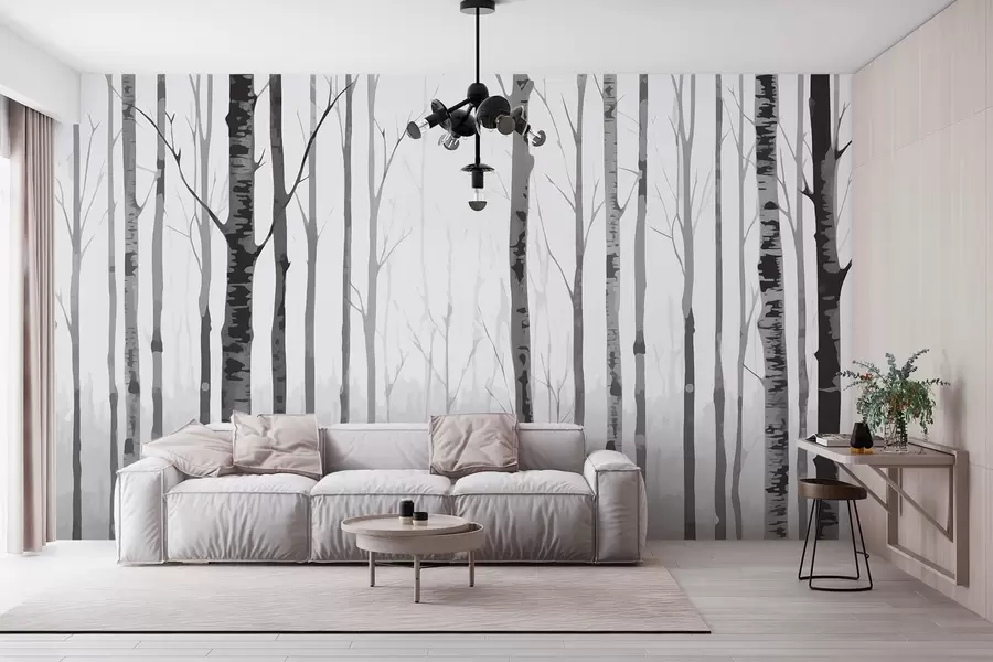wall murals Birch forest w03055