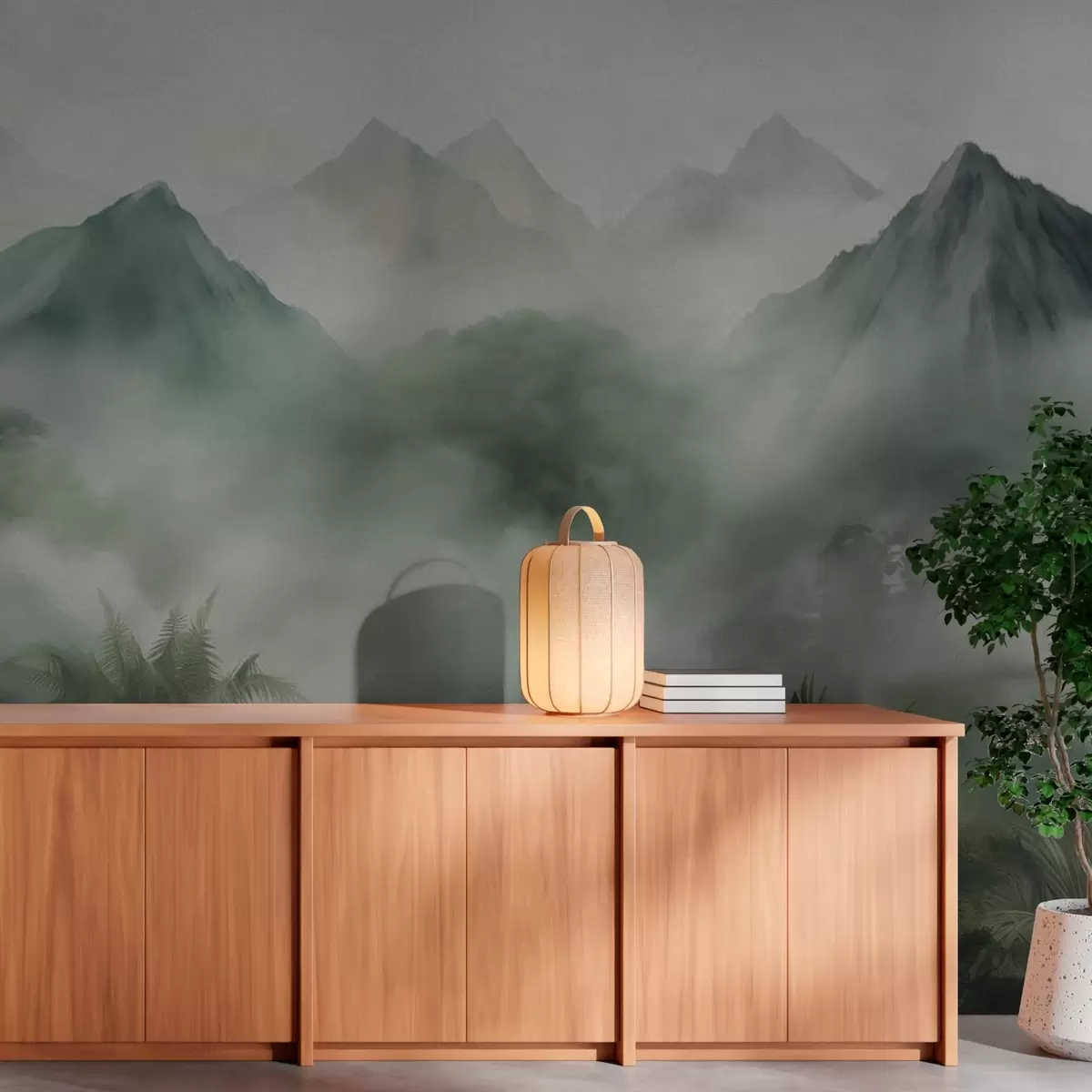 wall murals Tropical corner in the mountains, imitation of watercolor w08760