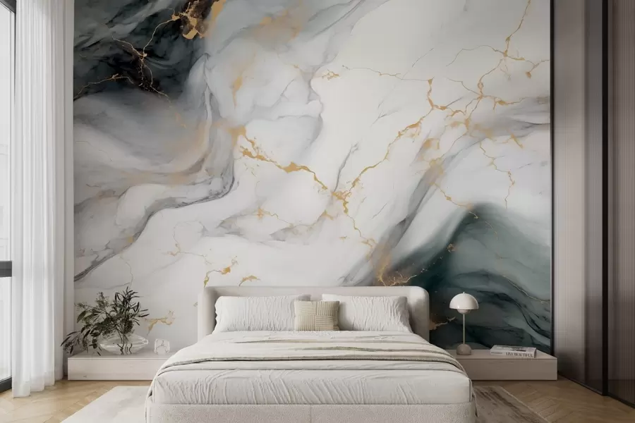 wall murals Gray stone with a hint of jade green w08749