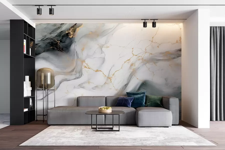 wall murals Gray stone with a hint of jade green w08749