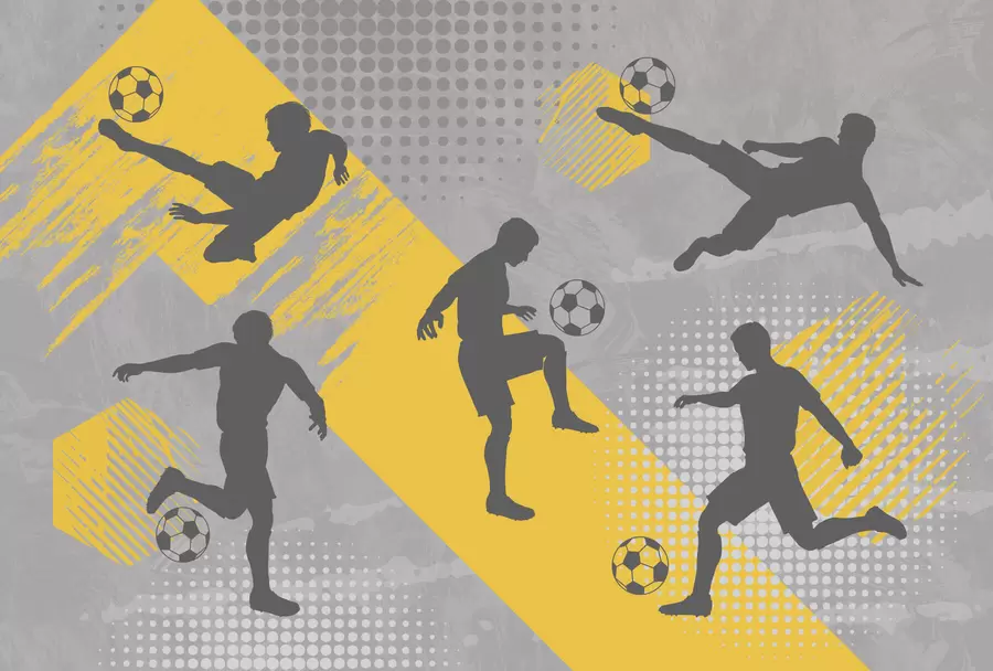 wall murals Silhouettes of soccer players on an abstract background w03001