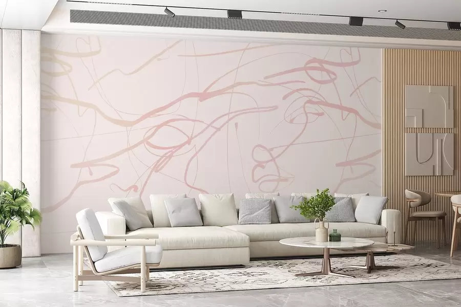 wall murals Faces drawn with line w08763