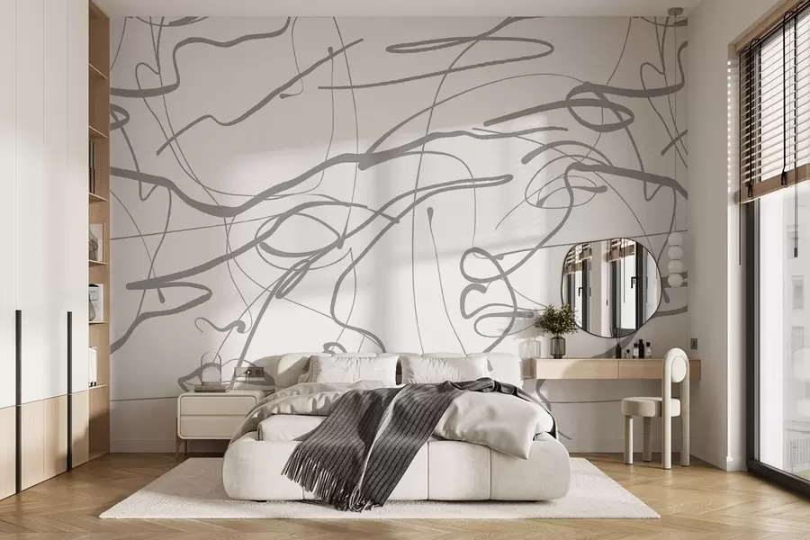 wall murals Faces drawn with line w08764v1