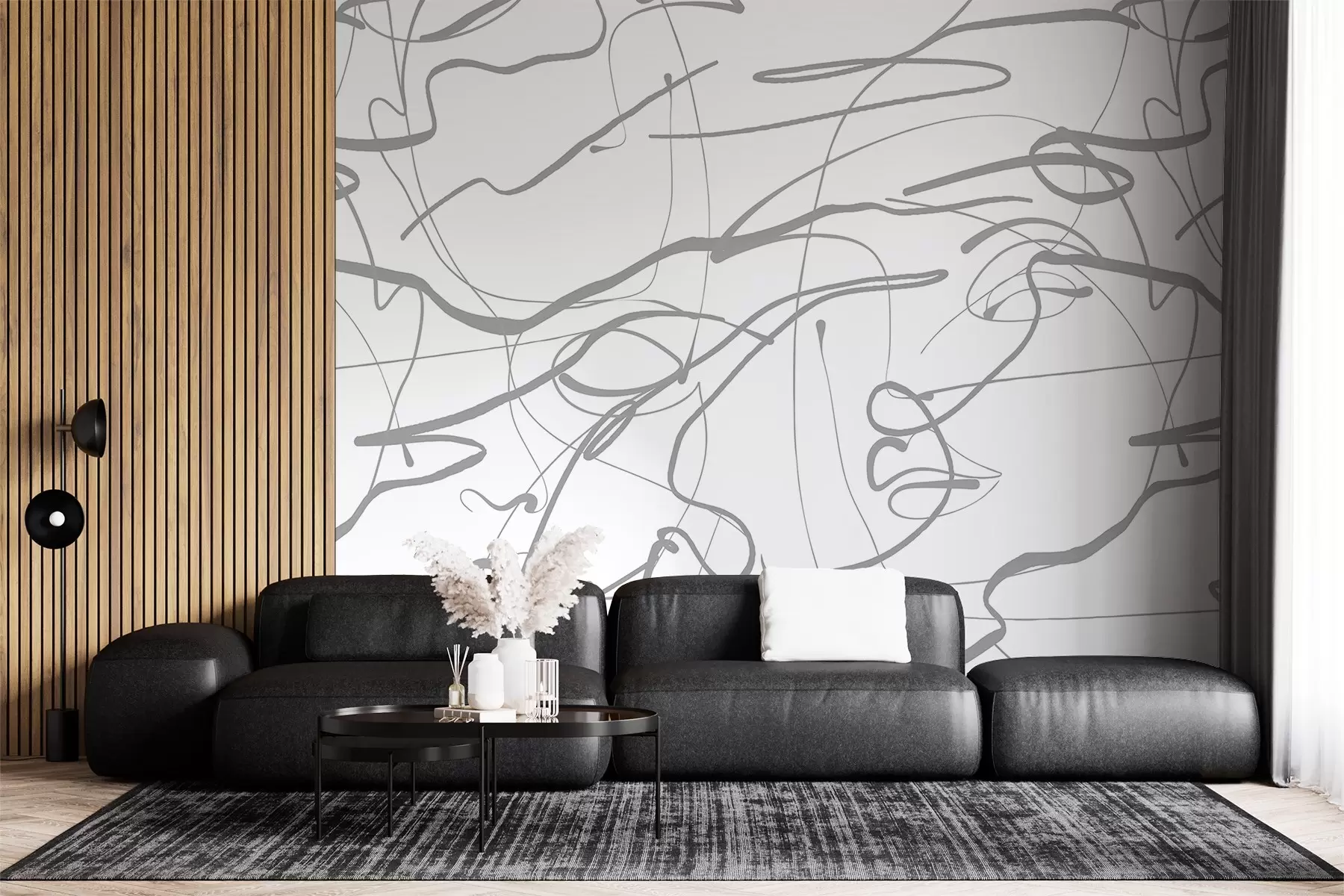 wall murals Faces drawn with line w08764v1