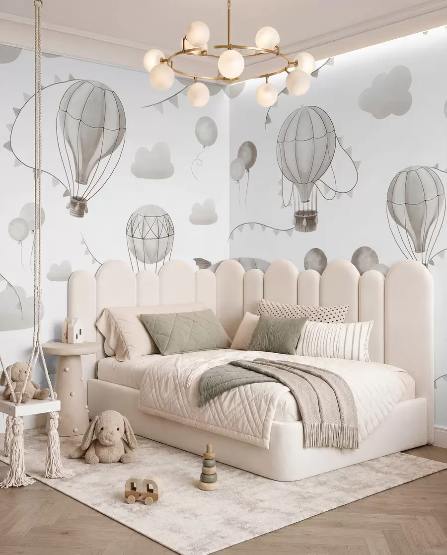 wall murals Children's watercolor design with balloons w08765v1