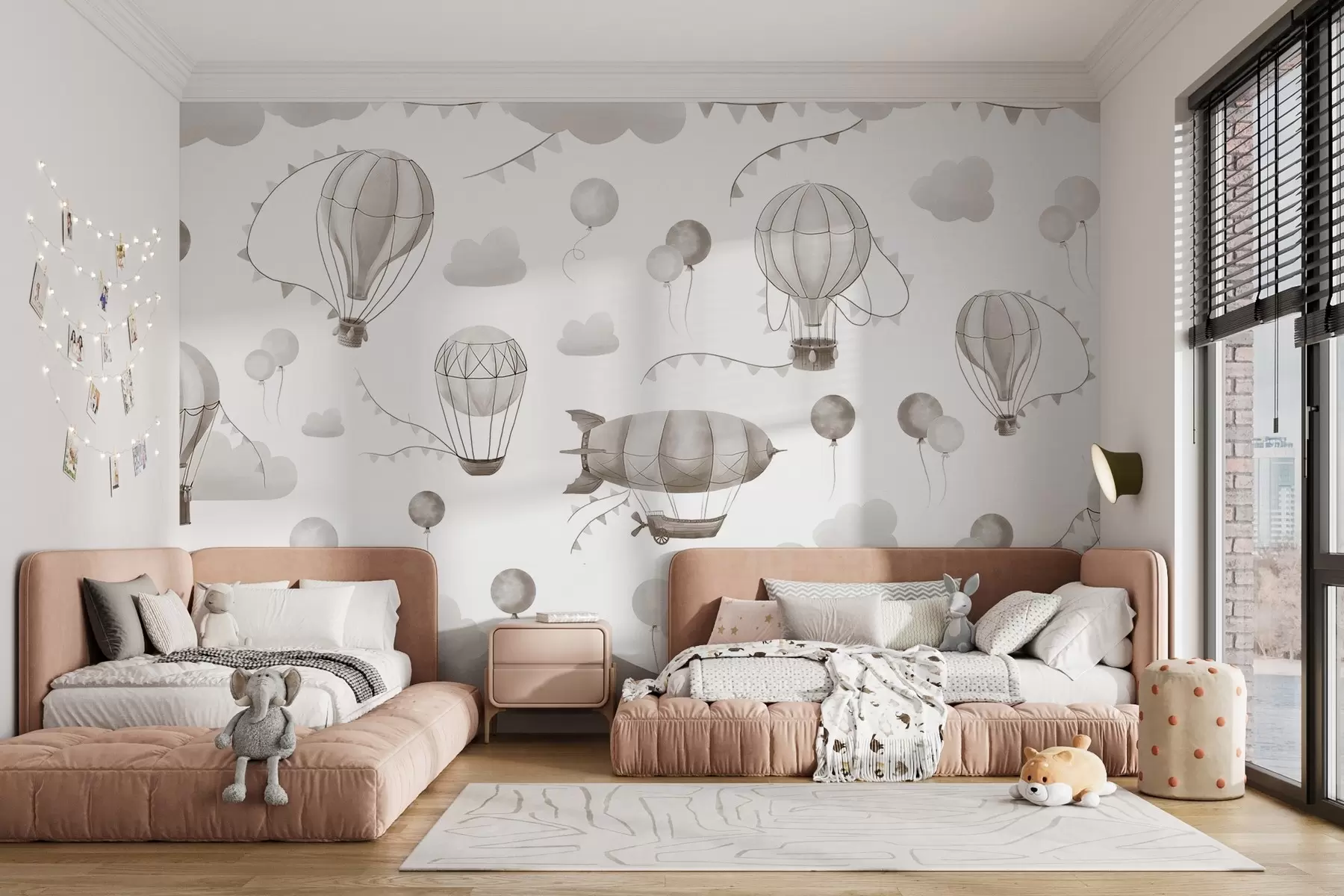 wall murals Children's watercolor design with balloons w08765v1