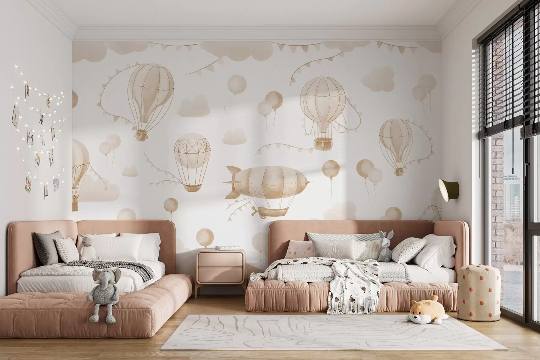 wall murals Children's watercolor design with balloons w08765v4