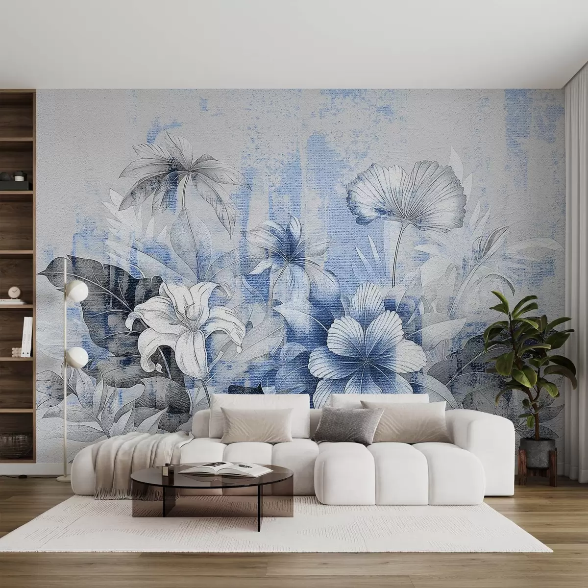 wall murals Vintage design with exotic flowers and plants w08767v1