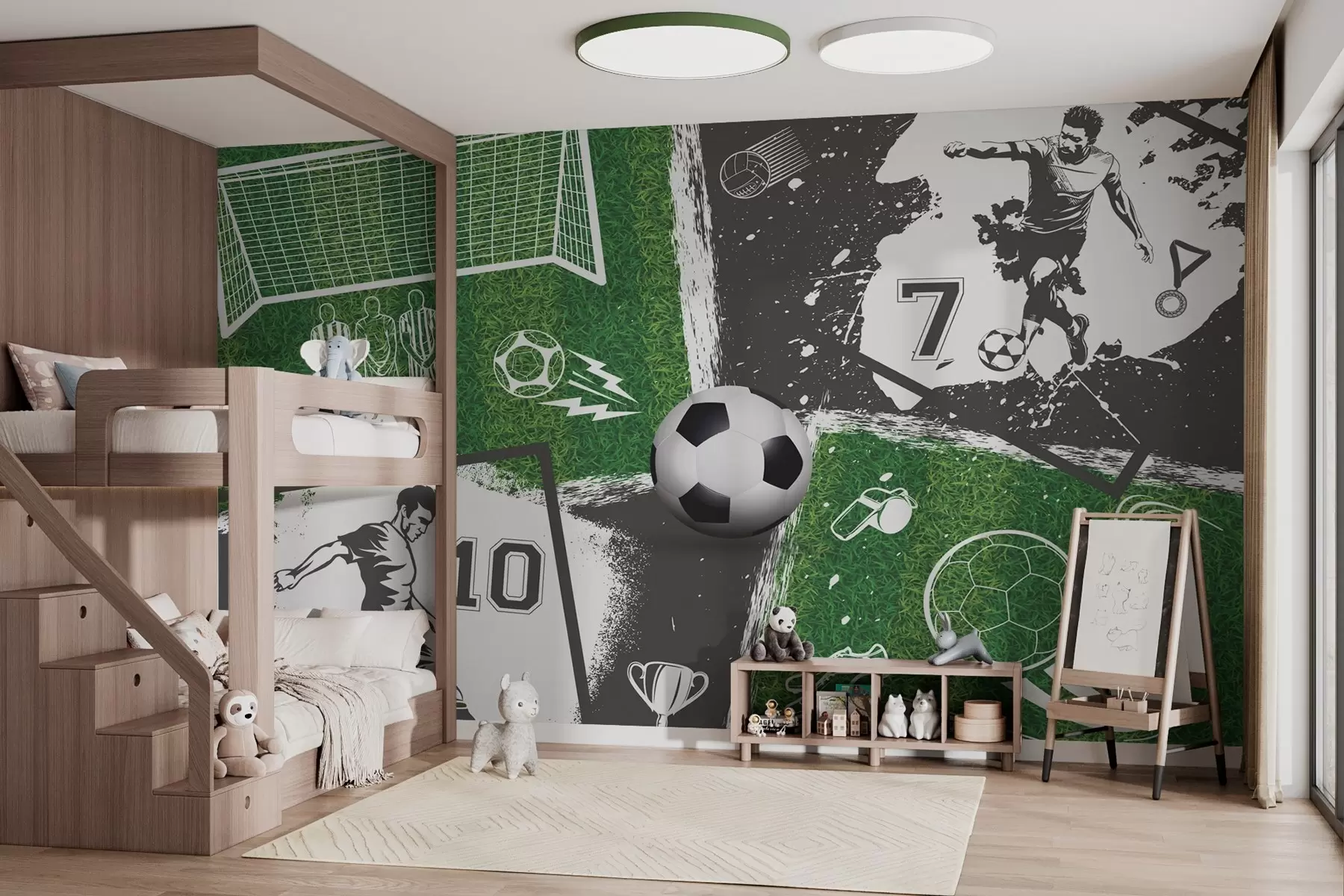 wall murals Football players, ball and field w03121