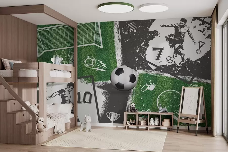 wall murals Football players, ball and field w03121