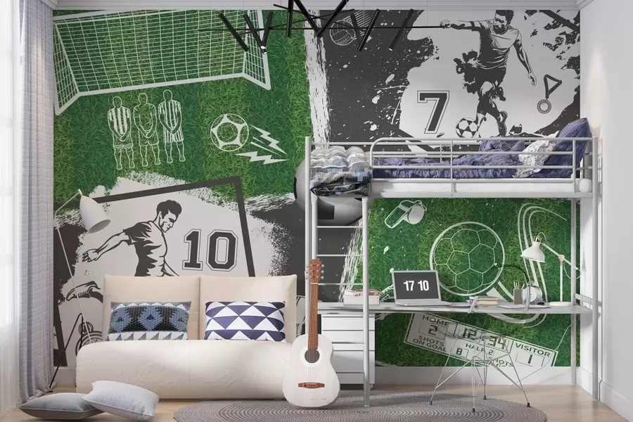 wall murals Football players, ball and field w03121