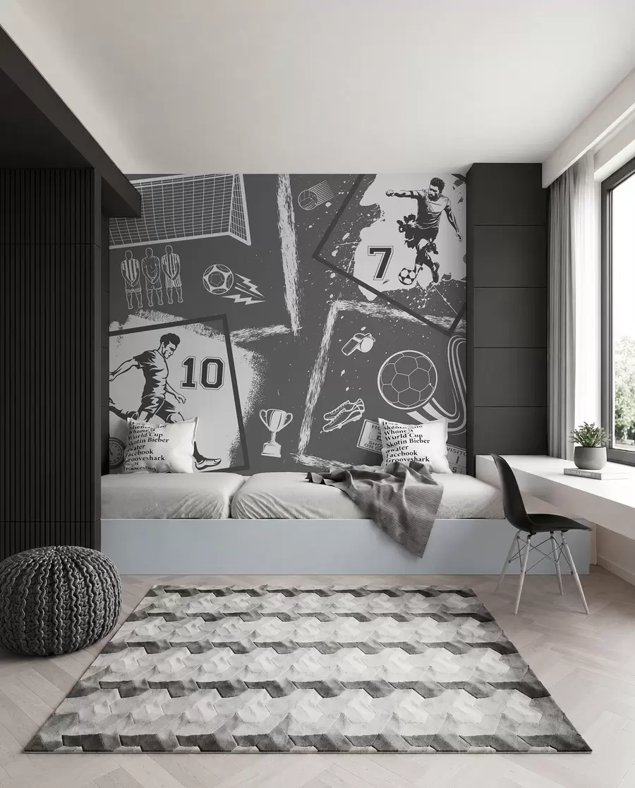 wall murals Football Sketchbook — Grey w03122v1