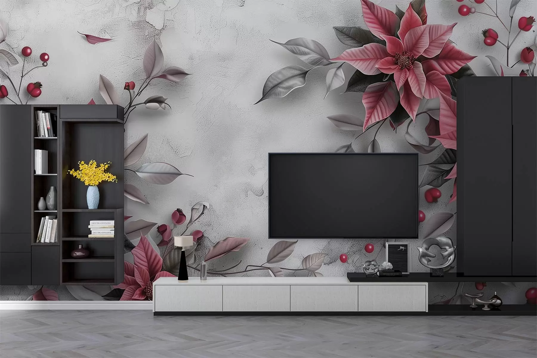 wall murals Large poinsettia flowers w08797