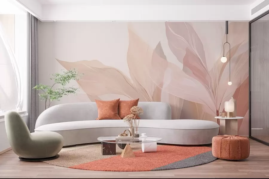 wall murals Abstract image of leaves in light colours w03135