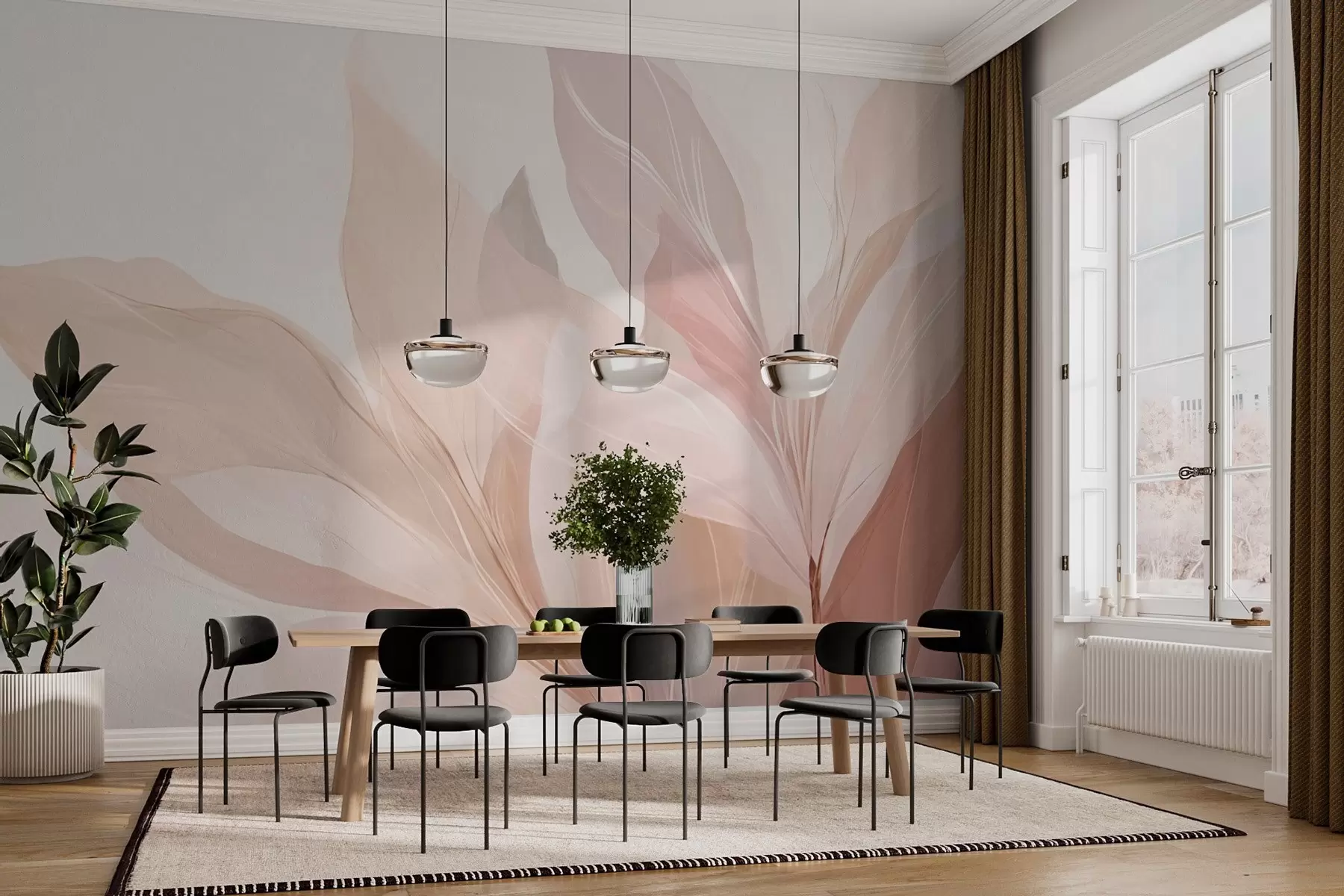 wall murals Abstract image of leaves in light colours w03135